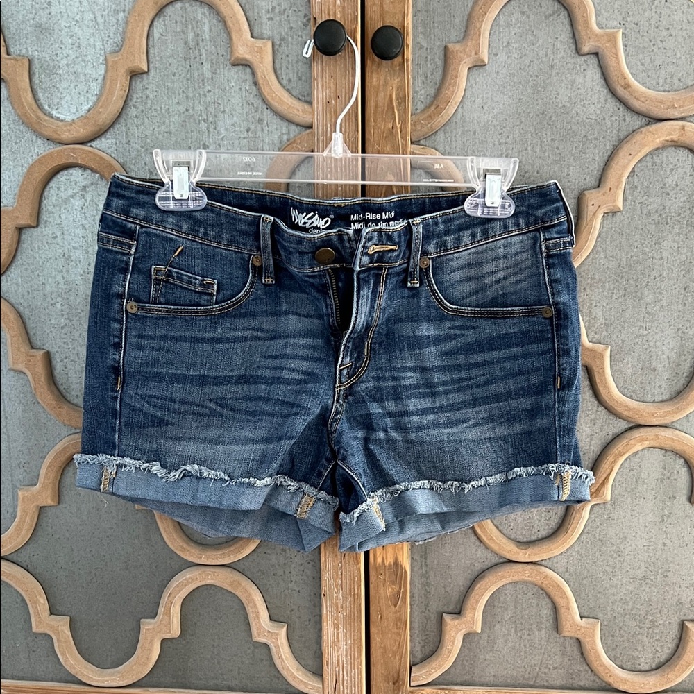 Vigoss Women's Blue Denim Shorts with Frayed Hem